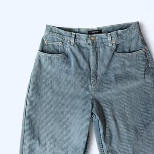 Vintage 1990s Bill Blass White Striped Straight Leg Jeans Made in Saudi Arabia